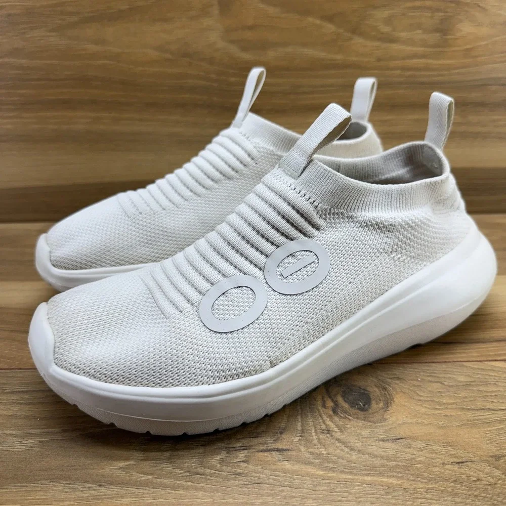Oofos Oomy Zen Slip On Shoes Womens 8 EU 39 Chalk White Knit Recovery Sneakers